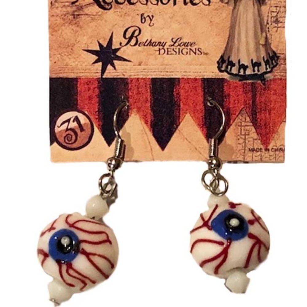 Bethany Lowe Venetian Glass Beads Eyeball Earrings
